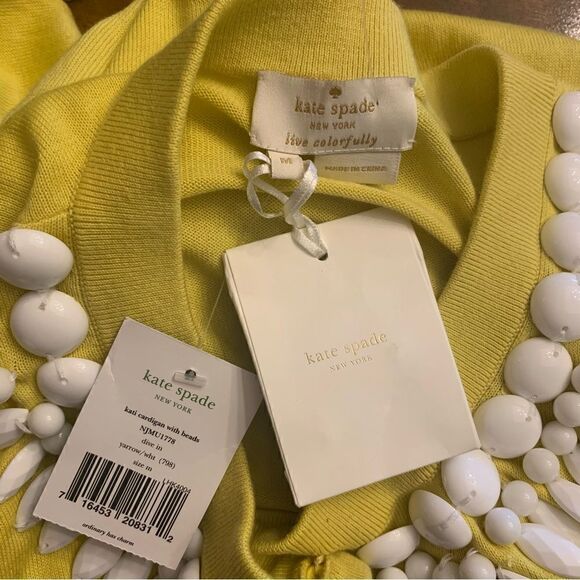 New! Kate Spade Kati Cardigan With Beads Sz M - Picture 5 of 6